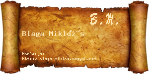 Blaga Miklós névjegykártya